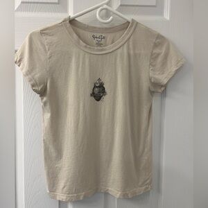 Brandy Melville Cream T Shirt Strawberry Cross Barbed Wire